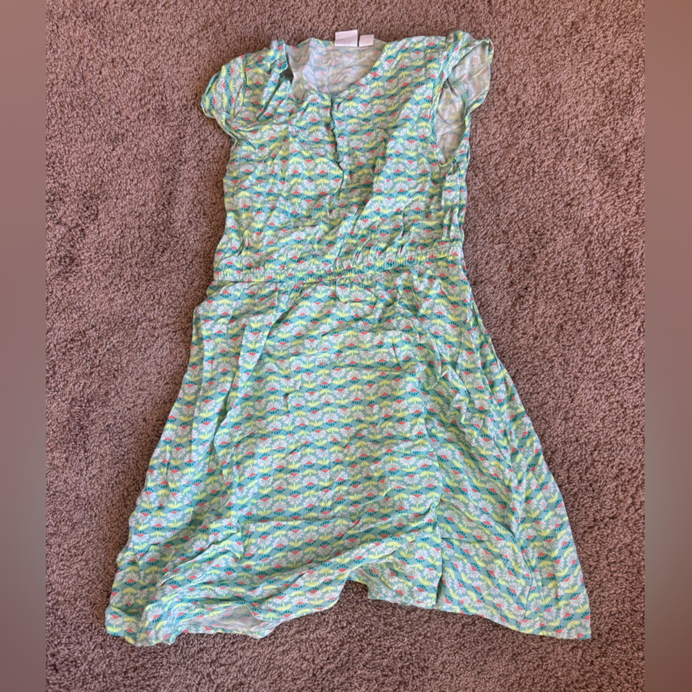 GAP Green and White Floral Pattern Dress